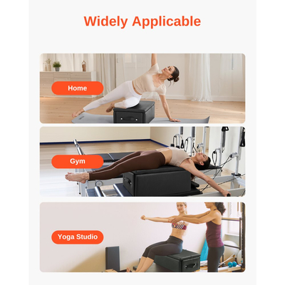 Κουτί Pilates VEVOR για Reformer, 25x17x9 σε κουτί καθίσματος Pilates Reformers για ασκήσεις, αξεσουάρ εξοπλισμού Pilates από PU και ξύλο υψηλής ποιότητας, βελτίωση δύναμης, ισορροπίας, εύρους κίνησης για το σπίτι, μαύρο