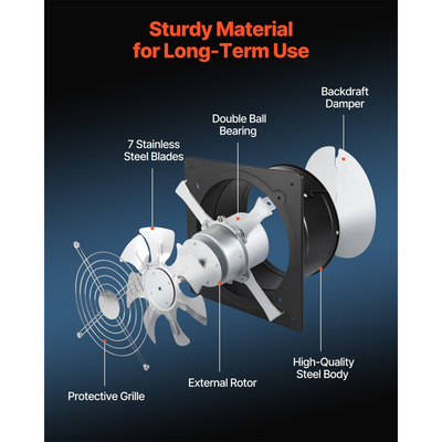 Ανεμιστήρας εξάτμισης VEVOR 25,4 cm, Επιτοίχιος ανεμιστήρας εξαερισμού υψηλής ταχύτητας 988 CFM με έλεγχο ταχύτητας, χαμηλή κατανάλωση, φορητός απορροφητήρας εξαερισμού για σοφίτα, γκαράζ, υπόγειο, εργαστήριο, κουζίνα, κοτέτσι, μαύρο