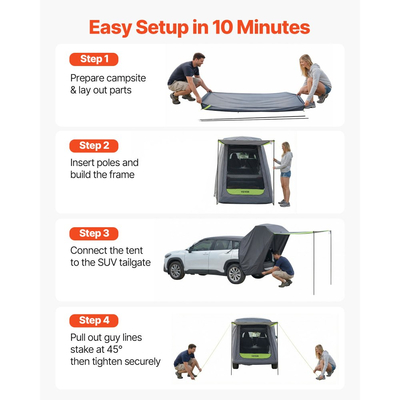 Σκηνή VEVOR SUV με τέντα σκίασης, σκηνή πίσω πόρτας SUV για όλες τις εποχές, αδιάβροχες σκηνές κάμπινγκ PU2000mm με πίσω πόρτα αυτοκινήτου, φορητή σκιά για πίσω πόρτα με τσάντα μεταφοράς για υπαίθρια πεζοπορία