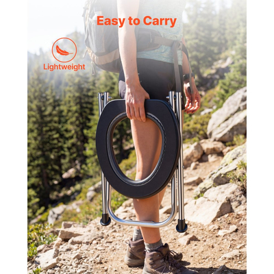 Φορητή τουαλέτα VEVOR για κάμπινγκ, χωρητικότητας 160 kg, πτυσσόμενη τουαλέτα ταξιδιού από ανοξείδωτο ατσάλι με μαλακό κάθισμα για ενήλικες, κατάλληλη για οδηγούς φορτηγών, ταξίδια με τροχόσπιτα, κάμπινγκ, οδικά ταξίδια, χρήση σε εξωτερικούς χώρους