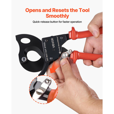 Κόφτης καλωδίων με καστάνια VEVOR, λεπίδες από ελατήριο χάλυβα με λαβές με επίστρωση PVC, κουμπί γρήγορης απελευθέρωσης, κόφτης καλωδίων με καστάνια βαρέως τύπου για κοπή καλωδίων χαλκού και αλουμινίου έως 600 MCM / 300 mm²