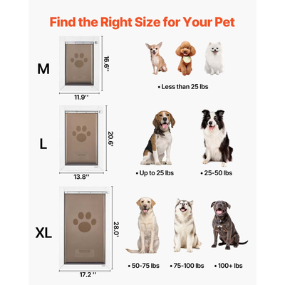 Πόρτα για κατοικίδια VEVOR, πολύ μεγάλη, με διπλά μαγνητικά πτερύγια και μεταλλικό πλαίσιο, ισχυρή και ανθεκτική στις καιρικές συνθήκες πόρτα σκύλου για εσωτερικές και εξωτερικές πόρτες, εύκολη εγκατάσταση, εύκολη πρόσβαση μέσα και έξω για σκύλους, λευκό