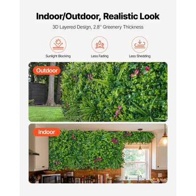 Τεχνητό τοίχο φυτών VEVOR, 12 τεμάχια τεχνητά πάνελ πυξαριού 50,8 x 50,8 cm, προστασία από τον ήλιο, φόντο πρασίνου, φράχτης προστασίας από τον ήλιο, οθόνη τοίχου με ψεύτικο γρασίδι για γάμο, εσωτερικός, εξωτερικός κήπος, αυλή