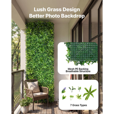 Τεχνητό τοίχο φυτών VEVOR, 101,6 x 304,8 cm Τεχνητά πάνελ πυξαριού, προστασία από τον ήλιο, φόντο πρασίνου, φράχτης προστασίας από τον ήλιο, ψεύτικο γρασίδι για γάμο, εσωτερικό, εξωτερικό κήπο, αυλή