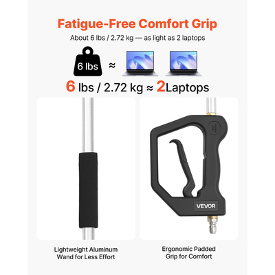 Τηλεσκοπική ράβδος πλύσης υψηλής πίεσης VEVOR 2,74 m, 3 τμημάτων με ράβδους επέκτασης πλύσης υψηλής πίεσης, 7 ακροφύσια, προσαρμογέας σωλήνα, ιμάντας στήριξης, τσάντα αποθήκευσης, τηλεσκοπικός καθαριστής υδρορροών 4000 PSI για υψηλό βαθμό καθαρισμού