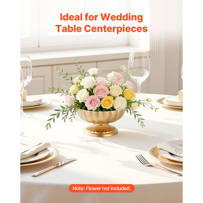 Βάζο λουλουδιών γάμου VEVOR 10 τεμαχίων, κεντρικά διακοσμητικά μίνι λουλουδιών ύψους 12 cm, μικρό διακοσμητικό μπολ με λουλούδια, εύκολη εγκατάσταση, ευέλικτη βάση για πάρτι, διακόσμηση σπιτιού, δεξίωση, χρυσό