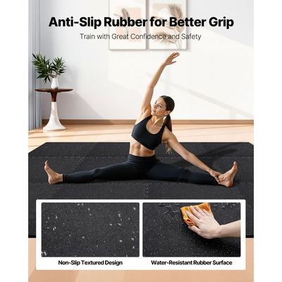 Χαλί άσκησης παζλ VEVOR, 12 τεμάχια χαλάκια εξοπλισμού γυμναστικής, 610 x 610 x 10 mm, Σετ χαλιών αφρού EVA υψηλής πυκνότητας, μαλακά πλακάκια από καουτσούκ που αλληλοσυνδέονται, προστατευτική επένδυση δαπέδου με γκρι κουκκίδες για γυμναστήριο στο σπίτι και γραφείο