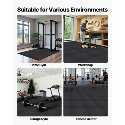 Χαλί άσκησης παζλ VEVOR, 12 τεμάχια χαλάκια γυμναστικής, 610 x 610 x 14 mm, Σετ χαλιών αφρού EVA υψηλής πυκνότητας, μαλακά πλακάκια από καουτσούκ που αλληλοσυνδέονται, προστατευτική επένδυση δαπέδου με γκρι κουκκίδες για γυμναστήριο στο σπίτι και γραφείο