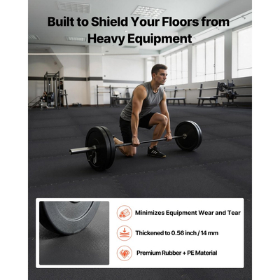 Χαλί άσκησης παζλ VEVOR, 24 τεμάχια χαλάκια γυμναστικής, 610 x 610 x 14 mm, Σετ χαλιών γυμναστικής από αφρό EVA υψηλής πυκνότητας, μαλακά πλακάκια από καουτσούκ που αλληλοσυνδέονται, προστατευτική επένδυση δαπέδου για σπίτι, γυμναστήριο, γραφείο, μαύρο