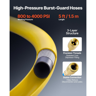 Σετ μετρητών πολλαπλής AC VEVOR για ψυκτικά μέσα R22 R404A R410A R12, 4 κατευθύνσεις μετρητών AC με σωλήνες 1,5 m για συντήρηση, εκκένωση, φόρτιση και ανάκτηση κλιματισμού αυτοκινήτων και οικιακών συσκευών