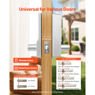 Μηχανική κλειδαριά εισόδου χωρίς κλειδί VEVOR, αναβάθμιση κωδικού 2.0, κωδικός 5 ψηφίων, κλειδαριά πόρτας με πληκτρολόγιο μονής όψης και λαβή, αυτόματο κλείδωμα, για πύλες κήπου, εσωτερικού ή εξωτερικού χώρου, ασημί