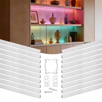 VEVOR 20 τεμάχια καναλιού αλουμινίου LED σχήματος V 3,3 ft/1M, με γαλακτώδες κάλυμμα, καπάκια και κλιπ στερέωσης, προφίλ αλουμινίου για εγκαταστάσεις λωρίδων LED, εύκολη εγκατάσταση, για κάτω από τον πάγκο ντουλαπιού