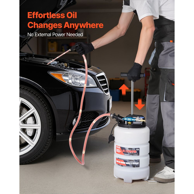 Εξολκέας υγρών VEVOR, χωρητικότητας 9,5 L, πνευματικός/χειροκίνητος εξολκέας υγρών κενού με άλογο μήκους 150 cm και τρεις σωλήνες προέκτασης 120 cm, αντλία αλλαγής λαδιού με δεξαμενή PE για αυτοκίνητα, χλοοκοπτικά, σκάφη