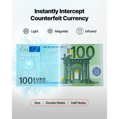 Μηχανή καταμέτρησης χαρτονομισμάτων VEVOR, μετρητής μετρητών μικτής ονομαστικής αξίας με ανίχνευση πλαστογραφίας CIS/UV/MG/IR/DD/DBL/HLF/CHN, υποστήριξη πολλαπλών νομισμάτων, μηχάνημα καταμέτρησης χρημάτων με εξωτερική οθόνη