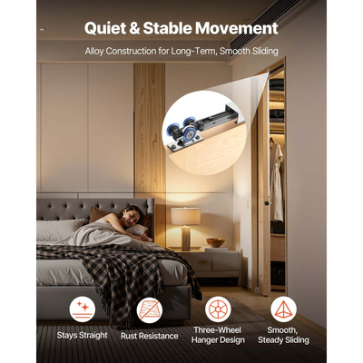 Κιτ ράγας συρόμενης πόρτας VEVOR με μηχανισμό απαλού κλεισίματος για ομαλή και αθόρυβη ολίσθηση, εύκολη εγκατάσταση, για πάχος 25 έως 45 mm, πλάτος 610 mm, μονής πόρτας