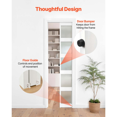 Κιτ ράγας συρόμενης πόρτας VEVOR με μηχανισμό απαλού κλεισίματος για ομαλή και αθόρυβη ολίσθηση, εύκολη εγκατάσταση, για πάχος 25 έως 45 mm, πλάτος 610 mm, μονής πόρτας