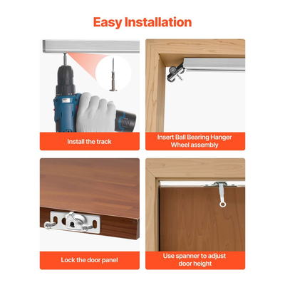 Κιτ ράγας συρόμενης πόρτας VEVOR με μηχανισμό απαλού κλεισίματος για ομαλή και αθόρυβη ολίσθηση, εύκολη εγκατάσταση, για πάχος 25 έως 45 mm, πλάτος 610 mm, μονής πόρτας