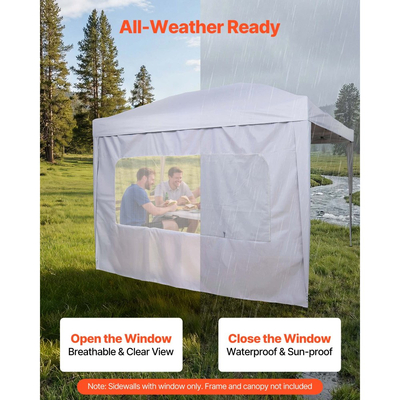 Πλευρικά τοιχώματα VEVOR με στέγαστρο, κατάλληλα για σκηνή με αναδυόμενη τέντα 3 x 3 m, πλαϊνά τοιχώματα σκηνής με αδιάβροχη προστασία και στρώμα προστασίας από το ηλιακό φως για σκηνές εξωτερικών εκδηλώσεων, περίπτερα πωλητών, κάμπινγκ (μόνο 1 πλευρικό τοίχωμα, λευκό)