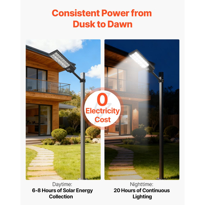 VEVOR 8000W Ηλιακά φώτα δρόμου εξωτερικού χώρου, 450000LM, Φώτα επαγγελματικού χώρου στάθμευσης από το σούρουπο έως την αυγή, Λαμπτήρας ασφαλείας LED πλημμύρας με αισθητήρα κίνησης, Αδιάβροχος εξωτερικός φωτισμός IP65, για αυλή, 3 τεμάχια