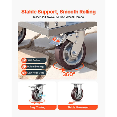 Φορτηγό πλατφόρμας VEVOR, χωρητικότητας 1202,02 kg, βαρέως τύπου καρότσι με αποσπώμενο προστατευτικό κιγκλίδωμα και περιστρεφόμενους τροχούς, πτυσσόμενο χειροκίνητο φορτηγό, για παντοπωλεία, γκαράζ, αποθήκη, 1220 x 610 x 920 mm