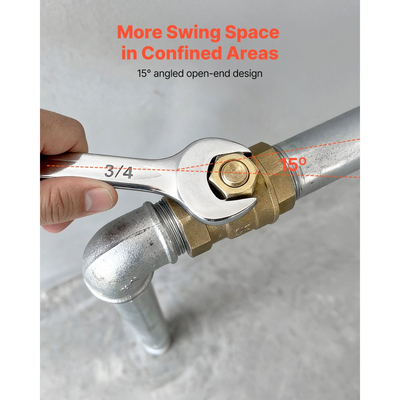 Σετ κλειδιών VEVOR, 42 τεμαχίων SAE και μετρικά, κλειδιά 12 άκρων με άκρο σε κουτί και ανοιχτό άκρο υπό γωνία 15° με θήκη τύλιξης, από ανθρακούχο χάλυβα, για γενικές επισκευές σπιτιού και αυτοκινήτων