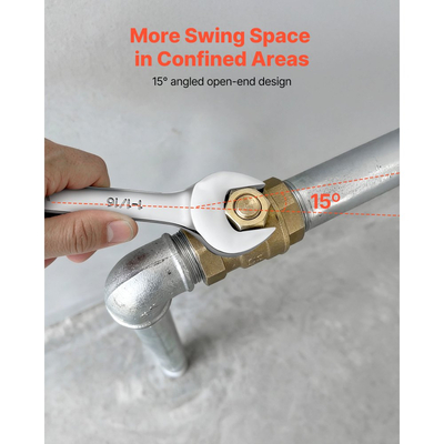 Σετ κλειδιών VEVOR, 44 τεμαχίων SAE και μετρικά, κλειδιά 12 σημείων με άκρο σε κουτί και ανοιχτό άκρο υπό γωνία 15° με θήκη τύλιξης, από ανθρακούχο χάλυβα, για γενικές επισκευές σπιτιού και αυτοκινήτων