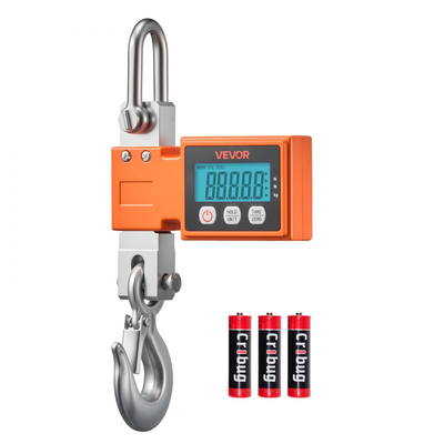 Ψηφιακή ζυγαριά γερανού VEVOR, μέγιστη χωρητικότητα 1100 lbs/500 kg, βαρέως τύπου βιομηχανική κρεμαστή ζυγαριά με θήκη από χυτό αλουμίνιο και οθόνη LCD, διαίρεση 100 g και διακόπτη 3 μονάδων, ρύθμιση αυτόματης απενεργοποίησης για γκαράζ
