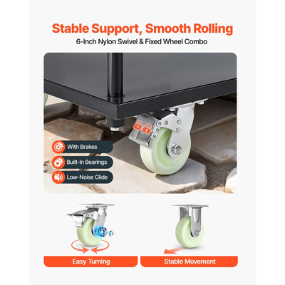 Φορτηγό πλατφόρμας βαρέως τύπου VEVOR, χωρητικότητας 907,18 kg, βιομηχανικό χαλύβδινο καρότσι με περιστρεφόμενους τροχούς και λαβή, καρότσι πλατφόρμας με χειροκίνητη ώθηση, εύκολη αποθήκευση, για μετακίνηση αποσκευών, 1525 x 700 x 1090 mm