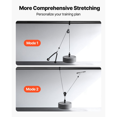 Σύστημα τροχαλιών VEVOR, 1 τεμάχιο LAT και σύστημα τροχαλιών ανύψωσης, εξάρτημα τροχαλιών γυμναστικής με δύο ατσάλινα καλώδια, κοντή μπάρα, διπλές λαβές λαβής, μηχάνημα καλωδίου για δικέφαλους, ώμους, πλάτη, χωρητικότητα έως 127 kg