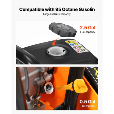 Συμπιεστής πλάκας VEVOR, κινητήρας βενζίνης 196CC 6,5 HP, δονούμενος κριός εδάφους 5600 VPM, δύναμη συμπύκνωσης 10,5 kN, πλάκα 51 x 37 cm, συμπιεστής με πεζοδρόμιο για διαμόρφωση τοπίου με οδοστρώματα, άσφαλτος, θεμέλια, έδαφος