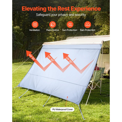 Σκίαστρο για τέντα RV VEVOR, 2 x 3,3 m σκίαστρο για τέντα RV (χωρίς τέντες 3,5 m) με κάλυμμα PU με φερμουάρ UV50+, διπλής ραφής αντηλιακό από πολυεστερικό πλέγμα για ταξίδια και υπαίθριες κατασκηνώσεις με RV