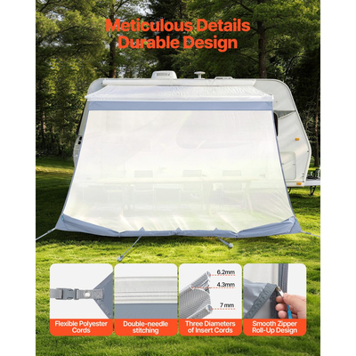 Τέντα VEVOR RV, 2 x 2,8 m (Χωράει τέντες 3 m) με κάλυμμα PU με φερμουάρ UV50+, αντηλιακό από πολυεστερικό πλέγμα διπλής ραφής για ταξίδια και υπαίθριες κατασκηνώσεις με τροχόσπιτα