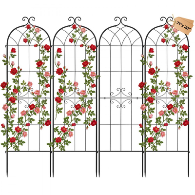 Πλέγμα Κήπου VEVOR, Πλέγμα Τριανταφυλλιάς 180 x 52,5 cm, Συσκευασία 4 Πλέγματα Τριανταφυλλιάς για Λουλούδια Κήπου με Φινίρισμα Ηλεκτροστατικής Βαφής & Βολικό Σχεδιασμό Κλειδώματος, Πλέγματα Στήριξης Φυτών για Λουλούδια, Λαχανικά, Τριαντάφυλλα