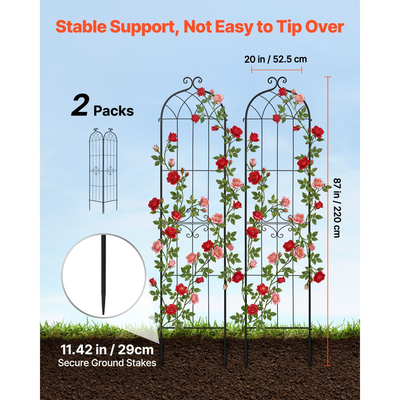 Πλέγμα Κήπου VEVOR, Πλέγμα Τριανταφυλλιάς 220 x 52,5 cm, 2 συσκευασίες πέργκολας για τριανταφυλλιές λουλουδιών κήπου με φινίρισμα ηλεκτροστατικής βαφής και βολικό σχεδιασμό κλειδώματος, Πλέγματα Στήριξης Φυτών για Λουλούδια, Λαχανικά, Τριαντάφυλλα