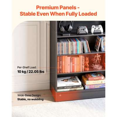 Ντουλάπι αποθήκευσης πολυμέσων VEVOR, 7 επιπέδων ραφιών DVD, 70 x 30 x 140 cm, Οργανωτής αποθήκευσης πολυμέσων για CD, DVD, βιβλία και παιχνίδια, Ράφι CD για σαλόνι, γραφείο στο σπίτι, δωμάτιο ηχογράφησης