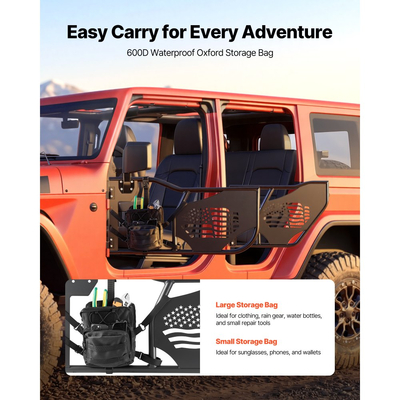 Πόρτες VEVOR Jeep Tube, 4θυρες, συμβατές με Jeep Wrangler JK Unlimited 2007-2018, Χαλύβδινες μπροστινές και πίσω σωληνωτές ημιθυρίδες Off Road με πιστοποιημένους πλευρικούς καθρέφτες DOT, τσάντα αποθήκευσης και λαστιχένια μαξιλαράκια.