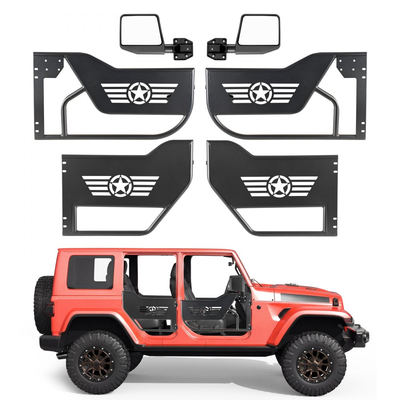 Πόρτες VEVOR Jeep Tube, 4θυρες, συμβατές με Jeep Wrangler JL JLU & Gladiator JT 4XE 2018-2026, Χαλύβδινες μπροστινές και πίσω σωληνωτές ημιθυρίδες Off Road με πιστοποιημένους πλευρικούς καθρέφτες DOT και λαστιχένια μαξιλαράκια.