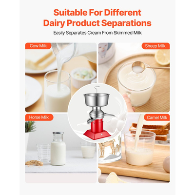 Ηλεκτρικός Διαχωριστής Κρέμας Γάλακτος VEVOR, Έξοδος 60L/H 10500RPM Φυγοκεντρικός Διαχωριστής Κρέμας Γάλακτος, Μηχανή Διαχωρισμού Κρέμας Γάλακτος από Ανοξείδωτο Χάλυβα 304 με Χωρητικότητα Κάδου 4,5L (40W, 100-240V)