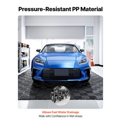 Πατάκια Αποστράγγισης VEVOR με Αλληλοσύνδεση, 310 x 310 mm, Πλακάκια Δαπέδου Γκαράζ με Αρθρωτά Πλακάκια Δαπέδου Αποστράγγισης PP, Αυτοαποστραγγιζόμενα, Εύκολη Εγκατάσταση, για Μπάνιο, Κουζίνα, Πισίνα & Εξωτερικούς Χώρους, Μαύρο, Συσκευασία των 50 τεμαχίων