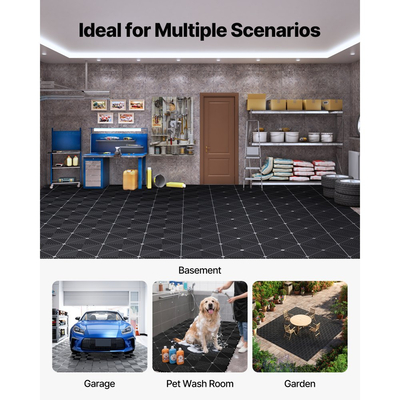 Πατάκια Αποστράγγισης VEVOR με Αλληλοσύνδεση, 310 x 310 mm, Πλακάκια Δαπέδου Γκαράζ με Αρθρωτά Πλακάκια Δαπέδου Αποστράγγισης PP, Αυτοαποστραγγιζόμενα, Εύκολη Εγκατάσταση, για Μπάνιο, Κουζίνα, Πισίνα & Εξωτερικούς Χώρους, Γκρι, Συσκευασία των 50 τεμαχίων