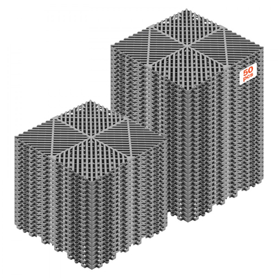 Πατάκια Αποστράγγισης VEVOR με Αλληλοσύνδεση, 310 x 310 mm, Πλακάκια Δαπέδου Γκαράζ με Αρθρωτά Πλακάκια Δαπέδου Αποστράγγισης PP, Αυτοαποστραγγιζόμενα, Εύκολη Εγκατάσταση, για Μπάνιο, Κουζίνα, Πισίνα & Εξωτερικούς Χώρους, Γκρι, Συσκευασία των 50 τεμαχίων