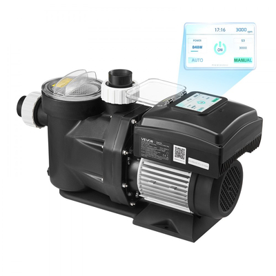 Αντλία πισίνας μεταβλητής ταχύτητας VEVOR, 1100W, AC 220-240V, 26.000 L/H, Εντός/Πάνω Αντλία Πισίνας με Καλάθι Φίλτρου, Ισχυρή Αυτόματη Αναρρόφηση, Προγραμματιζόμενος Χρονοδιακόπτης, για Εντός και Υπέργειες Πισίνες
