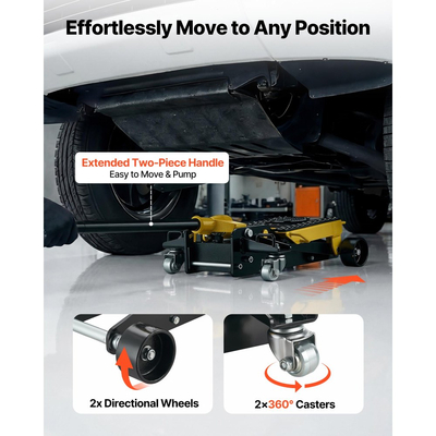 Γρύλος δαπέδου χαμηλού προφίλ VEVOR, χωρητικότητας 2 τόνων, ατσάλινος αγωνιστικός γρύλος δαπέδου με αντλία γρήγορης ανύψωσης μονού εμβόλου και τροχούς, υδραυλικός ανυψωτήρας τρόλεϊ για αυτοκίνητα, μοτοσικλέτες, ATV, εύρος ανύψωσης 150-435 mm