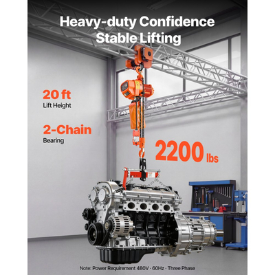 Ηλεκτρική γερανογέφυρα VEVOR 1000 kg, ύψος ανύψωσης 6 m, τριφασική γερανογέφυρα με ασύρματο τηλεχειριστήριο 100 m & ενσύρματο τηλεχειριστήριο 4,5 m, διπλή γερανογέφυρα G80 για εργοστάσια, αποθήκες, γκαράζ