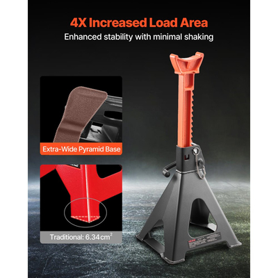 Βάσεις γρύλου VEVOR, χωρητικότητας 6 τόνων (13.000 λίβρες), ρυθμιζόμενο ύψος 370-580 mm, βαρέως τύπου ατσάλινες βάσεις αυτόματου γρύλου με διπλό κλείδωμα, για ανύψωση τροχόσπιτων, μικρών φορτηγών, αυτοκινήτων, SUV, 1 ζεύγος, μαύρο και πορτοκαλί