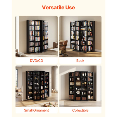 Ντουλάπι αποθήκευσης πολυμέσων VEVOR, 6-επιπέδων ραφιών DVD, 610 x 368 x 1270 mm Οργανωτής αποθήκευσης πολυμέσων για CD, DVD, βιβλία, παιχνίδια, ράφι CD για σαλόνι, γραφείο στο σπίτι, δωμάτιο ηχογράφησης, μαύρο