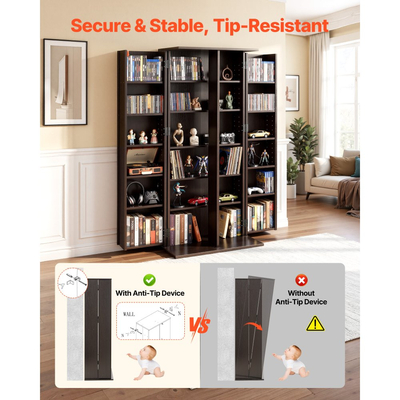 Ντουλάπι αποθήκευσης πολυμέσων VEVOR, 6-επιπέδων ράφια DVD, 610 x 368 x 1270 mm Οργανωτής αποθήκευσης πολυμέσων για CD, DVD, βιβλία, παιχνίδια, ράφι CD για σαλόνι, γραφείο στο σπίτι, δωμάτιο ηχογράφησης, καφέ