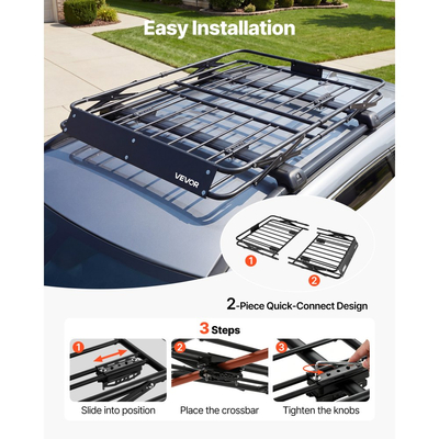 Καλάθι Αποσκευών VEVOR Roof Rack, 1295 x 914 x 102 mm, Βαρέως Τύπου Καλάθι Μεταφοράς Οροφής με Πτυσσόμενο Σχεδιασμό, Χωρητικότητα 90,72 kg, Βάση Αποσκευών Αυτοκινήτου με Εύκολη Εγκατάσταση σε Όλες τις Καιρικές Συνθήκες, Universal για Φορτηγό SUV
