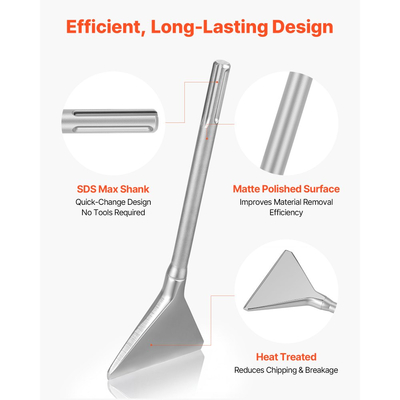 Καλέμι VEVOR SDS Max Scaling, μύτη καλεμιού 350 x 150 mm με στέλεχος SDS Max, συμβατό με περιστροφικά πιστολέτα, θερμικά επεξεργασμένος χάλυβας 40Cr, αιχμηρή άκρη για την αφαίρεση δαπέδων laminate, πλακιδίων και κονιαμάτων