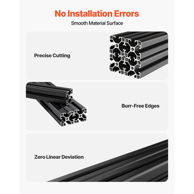 Προφίλ εξώθησης αλουμινίου VEVOR 4PCS 4040, 15,75 ίντσες 400 mm, ανοδιωμένη γραμμική ράγα ευρωπαϊκού προτύπου με υποδοχή T, ράγα αλουμινίου υψηλής αντοχής από εξώθηση, για εξαρτήματα τρισδιάστατων εκτυπωτών και πάγκο εργασίας CNC DIY, μαύρο